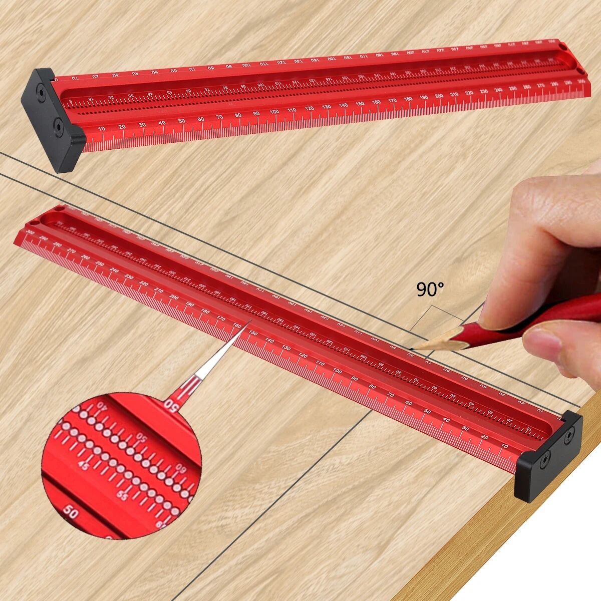 Workshop Measuring Tools - Precisão Carpintaria Scriber, T-Square Régua, Arquiteto