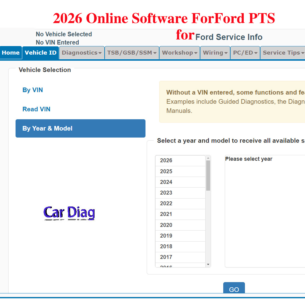 Workshop Tools Diagram - Software Online 2026 para Ford PTS: