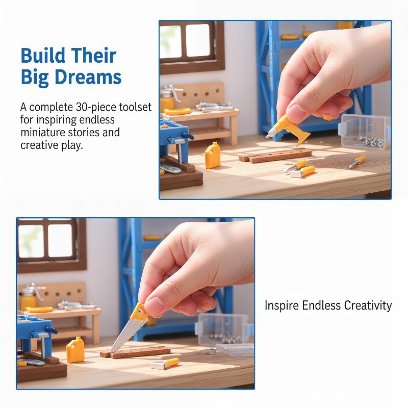 Workshop Tools Toy - Conjunto de Ferramentas Miniatura para Casa