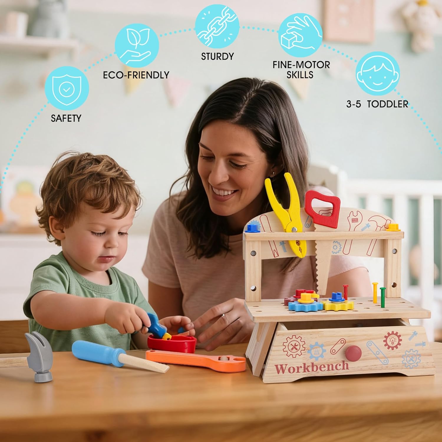 Banco de ferramentas de madeir - Workshop Tools Toy avaliação e preço